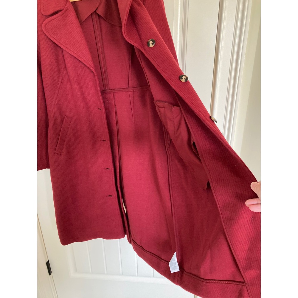 Cabi Sunday Coat 4672 Red Ribbed Textured Button Front Longline Jacket Womens M - Picture 10 of 12